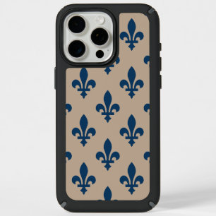 Fleur de Lis Pattern, Royal French Blue on Cream iPhone 15 Pro Max Case