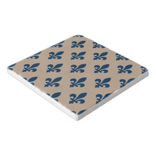 Fleur de Lis Pattern, Royal French Blue on Cream Trivet