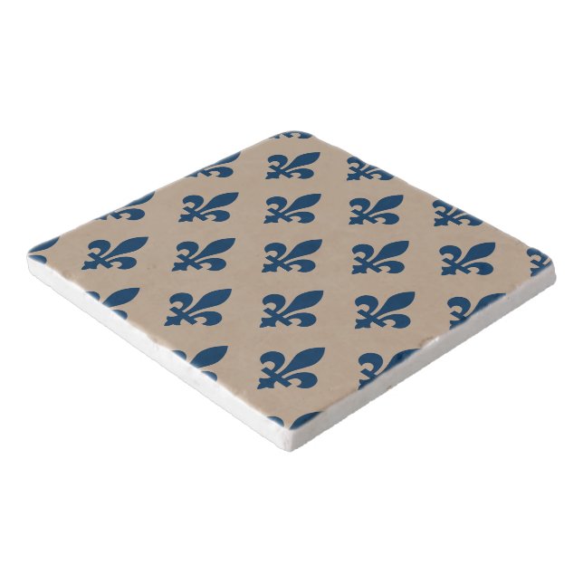 Fleur de Lis Pattern, Royal French Blue on Cream Trivet (Corner)