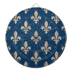 Fleur de Lis Pattern, Royal French, Cream on Blue Dart Board