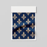 Fleur de Lis Pattern, Royal French, Cream on Blue Fabric