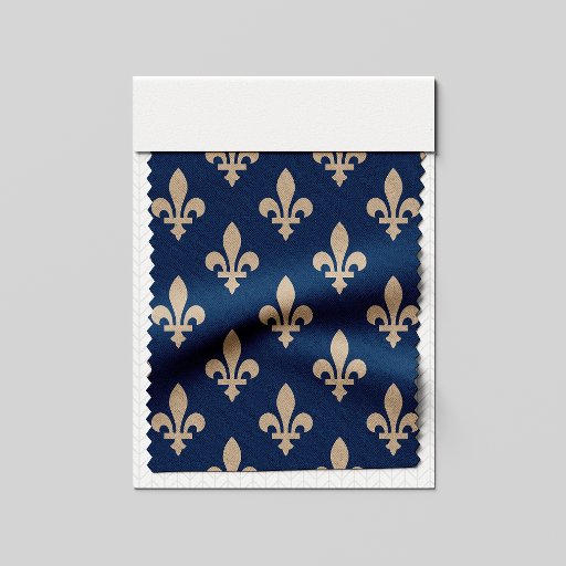 Fleur de Lis Pattern, Royal French, Cream on Blue Fabric
