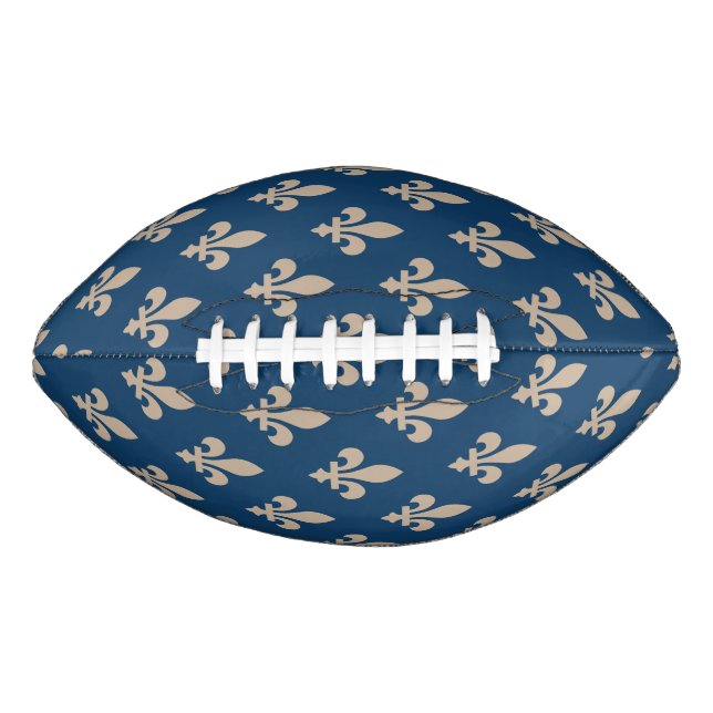 Fleur de Lis Pattern, Royal French, Cream on Blue Football (Front)