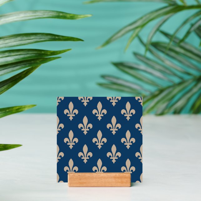 Fleur de Lis Pattern, Royal French, Cream on Blue Holder (Insitu 2)