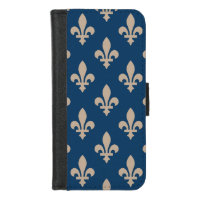 Fleur de Lis Pattern, Royal French, Cream on Blue