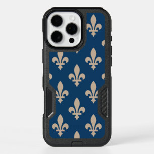 Fleur de Lis Pattern, Royal French, Cream on Blue iPhone 16 Pro Max Case