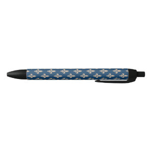 Fleur de Lis Pattern, Royal French, Cream on Blue Pen