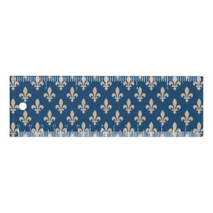 Fleur de Lis Pattern, Royal French, Cream on Blue Ruler