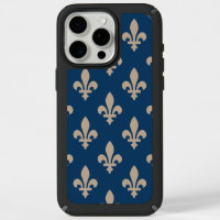 Fleur de Lis Pattern, Royal French, Cream on Blue