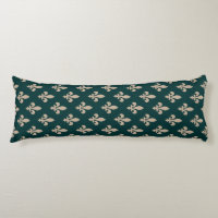Fleur de Lis Pattern, Royal French Cream on Green