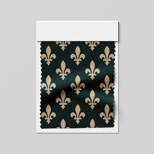 Fleur de Lis Pattern, Royal French Cream on Green Fabric