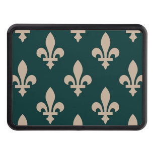 Fleur de Lis Pattern, Royal French Cream on Green Hitch Cover
