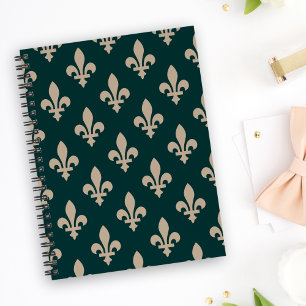 Fleur de Lis Pattern, Royal French Cream on Green Planner