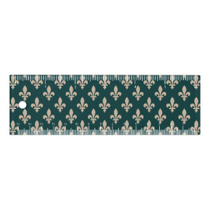 Fleur de Lis Pattern, Royal French Cream on Green Ruler