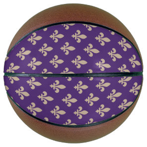 Fleur de Lis Pattern, Royal French Cream on Purple Basketball
