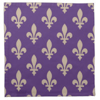 Fleur de Lis Pattern, Royal French Cream on Purple
