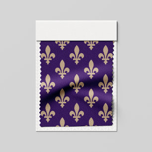 Fleur de Lis Pattern, Royal French Cream on Purple Fabric
