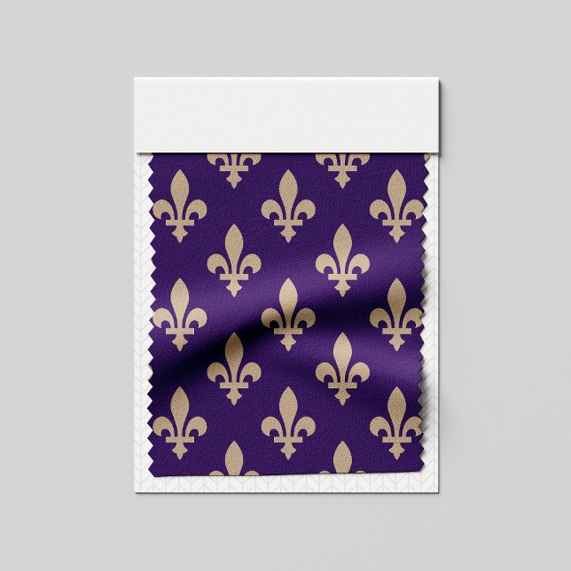 Fleur de Lis Pattern, Royal French Cream on Purple Fabric (Creator Uploaded)