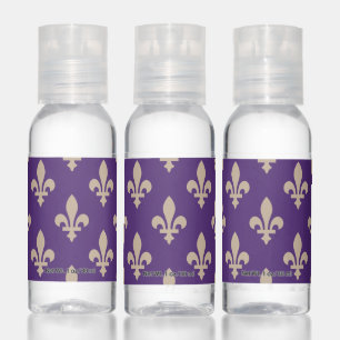 Fleur de Lis Pattern, Royal French Cream on Purple Hand Sanitizer