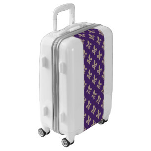 Fleur de Lis Pattern, Royal French Cream on Purple Luggage