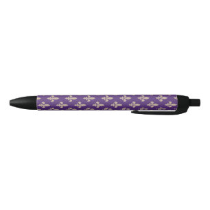 Fleur de Lis Pattern, Royal French Cream on Purple Pen