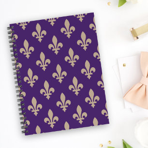 Fleur de Lis Pattern, Royal French Cream on Purple Planner