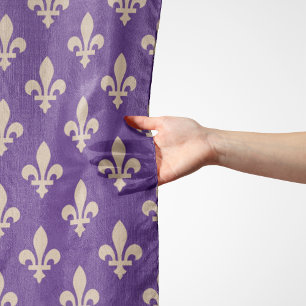 Fleur de Lis Pattern, Royal French Cream on Purple Scarf