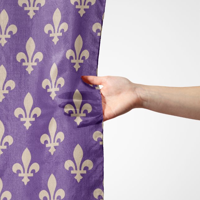 Fleur de Lis Pattern, Royal French Cream on Purple Scarf (Creator Uploaded)
