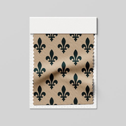 Fleur de Lis Pattern, Royal French Green on Cream Fabric