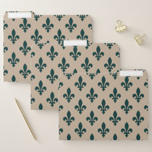 Fleur de Lis Pattern, Royal French Green on Cream File Folder