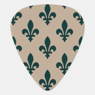 Fleur de Lis Pattern, Royal French Green on Cream Guitar Pick