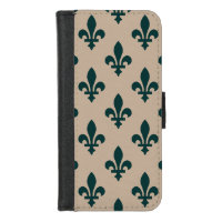 Fleur de Lis Pattern, Royal French Green on Cream