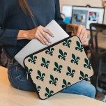 Fleur de Lis Pattern, Royal French Green on Cream Laptop Sleeve<br><div class="desc">Elegant,  stylish and sophisticated pattern with green Fleur De Lis Pattern on cream background. Modern and trendy design,  perfect for the heraldry charge lover.</div>