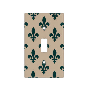 Fleur de Lis Pattern, Royal French Green on Cream Light Switch Cover