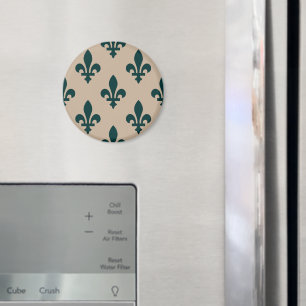 Fleur de Lis Pattern, Royal French Green on Cream Magnet