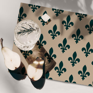 Fleur de Lis Pattern, Royal French Green on Cream Placemat