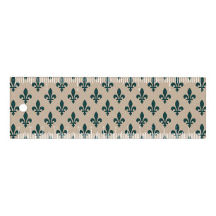 Fleur de Lis Pattern, Royal French Green on Cream Ruler