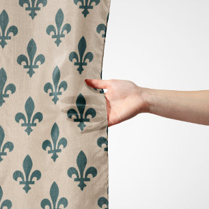 Fleur de Lis Pattern, Royal French Green on Cream Scarf