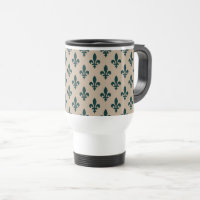Fleur de Lis Pattern, Royal French Green on Cream