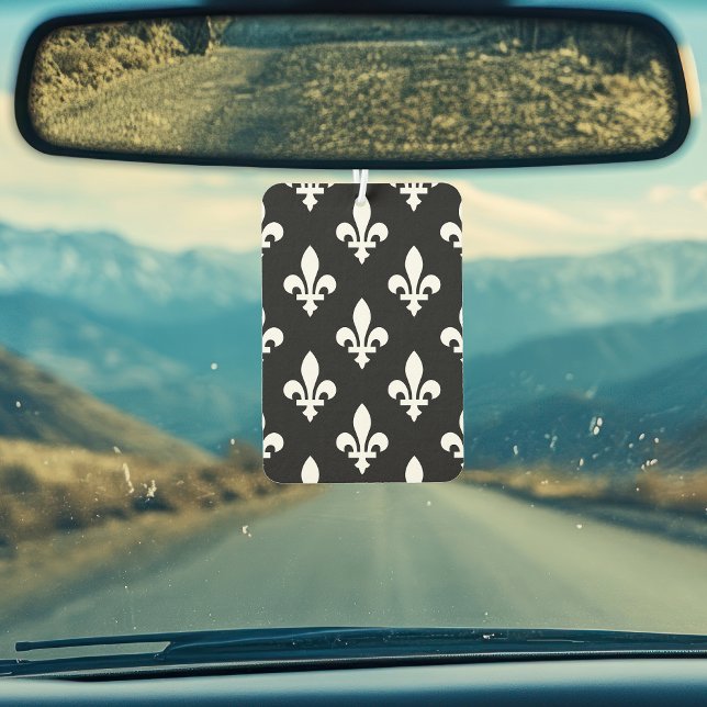 Fleur de Lis Pattern, Royal French, White on Black Air Freshener (Creator Uploaded)