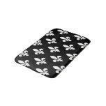 Fleur de Lis Pattern, Royal French, White on Black Bath Mat