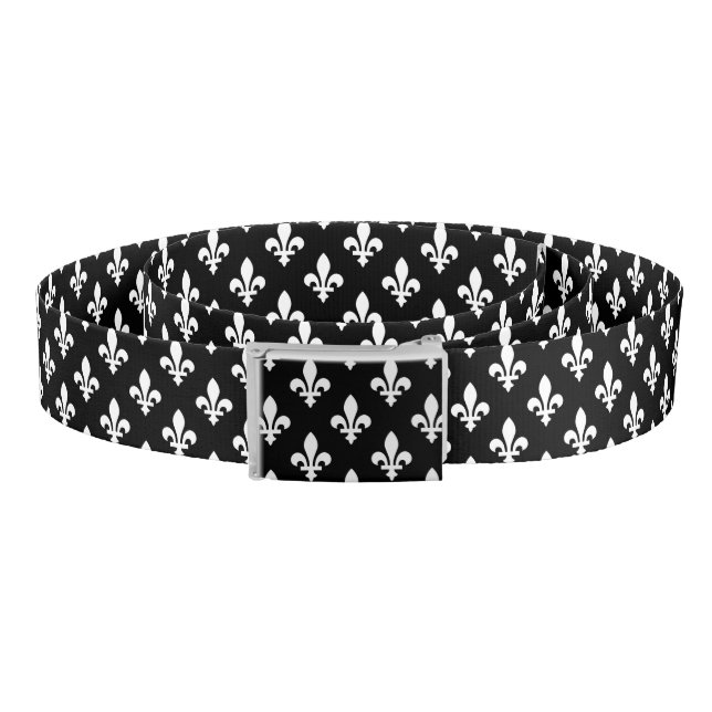 Fleur de Lis Pattern, Royal French, White on Black Belt (Coil)