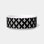 Fleur de Lis Pattern, Royal French, White on Black Bowl