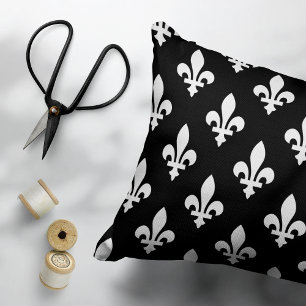 Fleur de Lis Pattern, Royal French, White on Black Pet Bed