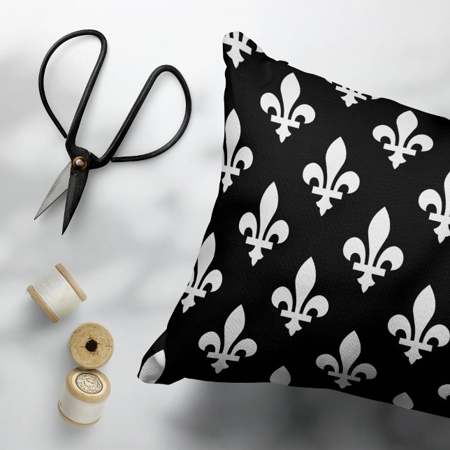 Fleur de Lis Pattern, Royal French, White on Black Pet Bed (Creator Uploaded)