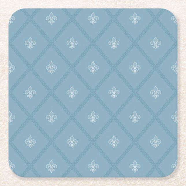 Fleur-de-lis pattern square paper coaster (Front)