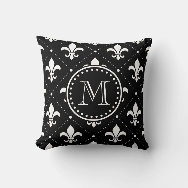 Fleur De Lis Pattern Throw Pillow (Front)