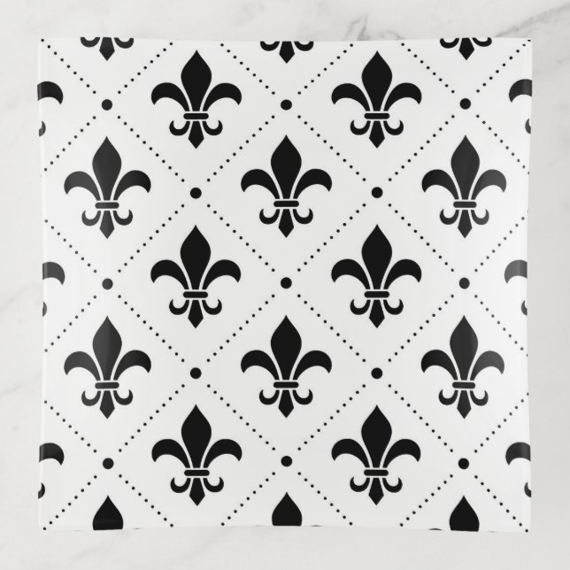 Fleur De Lis Pattern Trinket Tray (Front)