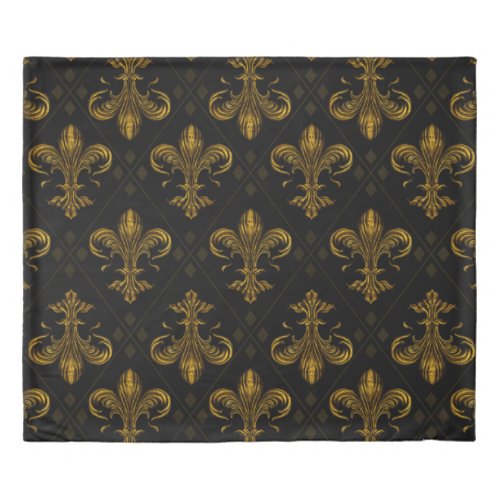 Fleur_de_lis pattern vintage gold duvet cover