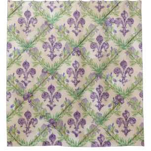 Fleur-de-lis pattern - watercolor Iris Shower Curtain